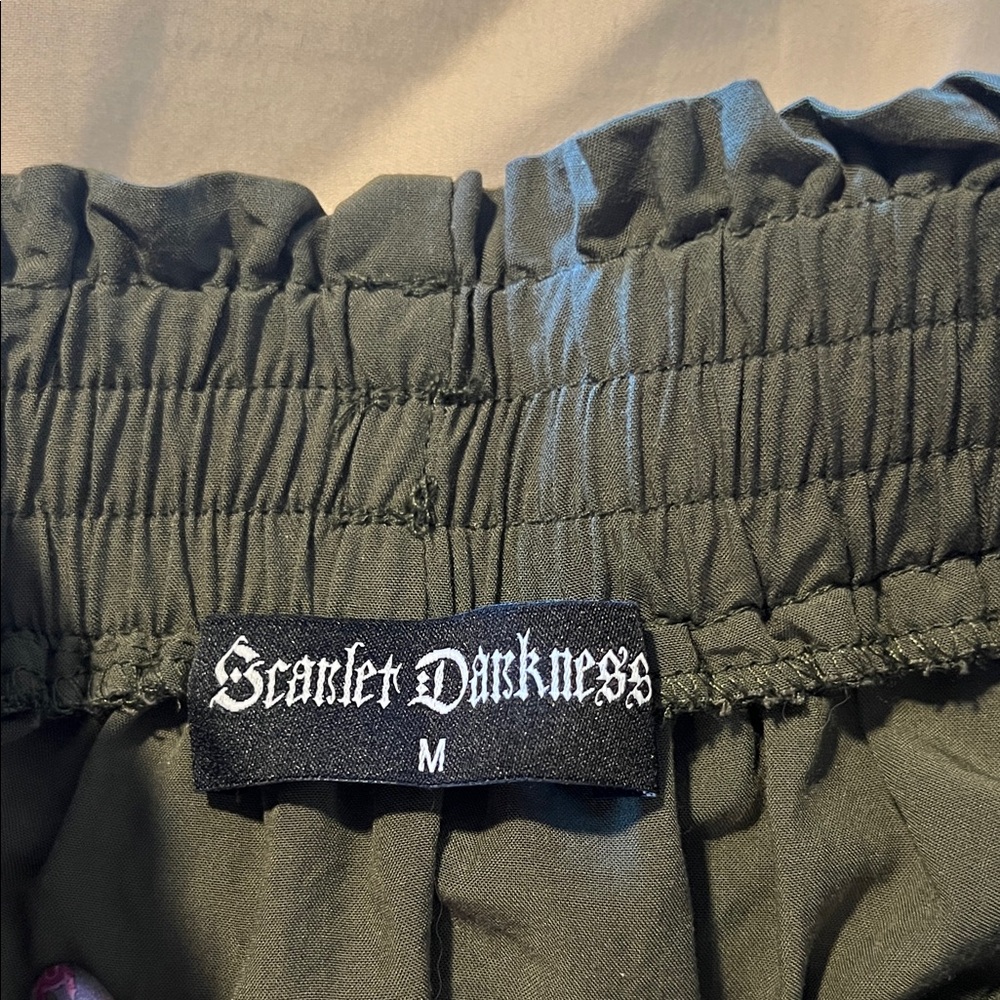 Women's Olive Green Maxi Tiered Skirt with Drawstring Waist - Picture 2 of 2